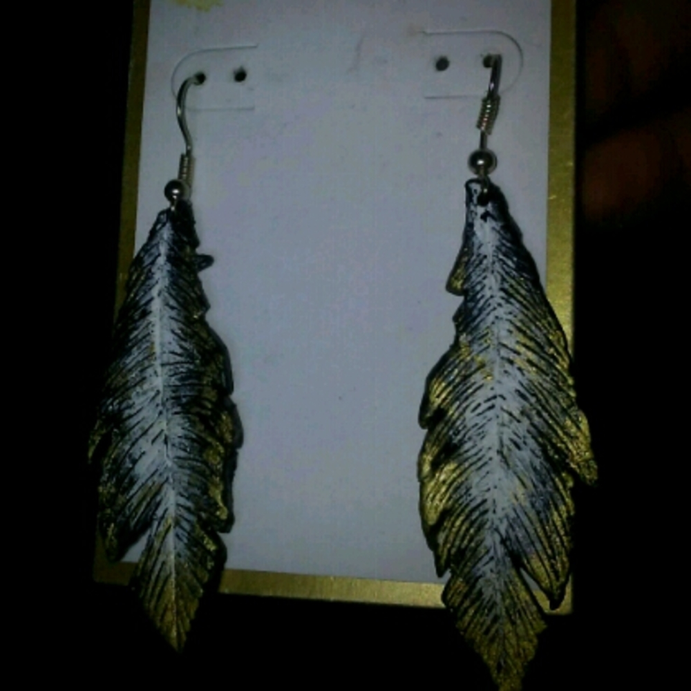 Boho chic black, white, & gold earrings!